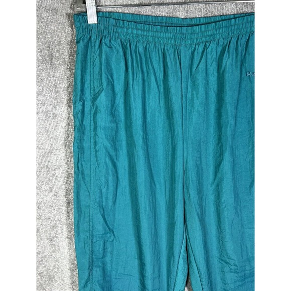 Vintage‎ Reebok Pull On Ankle Zip Jogger Track Pants Size Large Teal Pockets - Picture 5 of 16